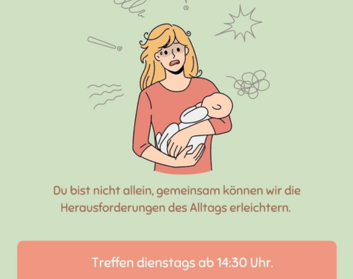 Mutter, die ein Baby im Arm hält.